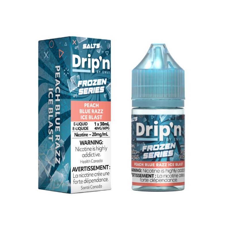 Drip'n Frozen Series 20mg Salt Nicotine Vape Juice 30mL Peach Blue Razz Ice Ontario Shipping Only