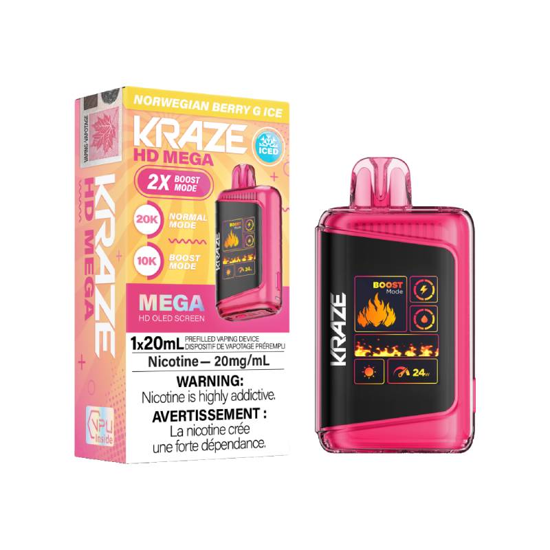 Kraze HD Mega 20k Norwegian Berry G Ice Disposable Vape