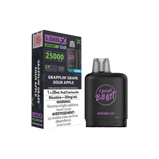 Level X Boost G2 Flavour Beast Grapplin Grape Sour Apple 25K Pod