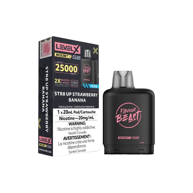 Level X Boost G2 Flavour Beast Str8 Up Strawberry Banana 25K Pod