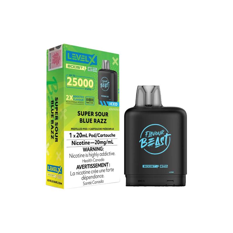 Level X Boost G2 Flavour Beast Super Sour Blue Razz 25K Pod