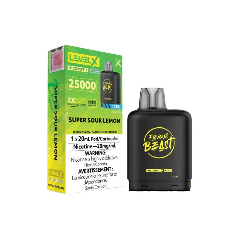 Level X Boost G2 Flavour Beast Super Sour Lemon 25K Pod