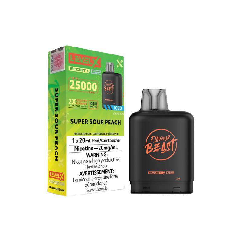 Level X Boost G2 Flavour Beast Super Sour Peach 25K Pod