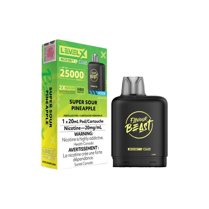 Level X Boost G2 Flavour Beast Super Sour Pineapple 25K Pod