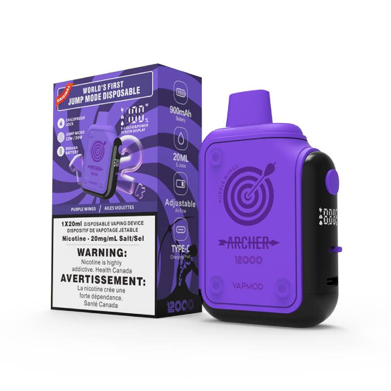 Vapmod Archer 12K Disposable Vape - Purple Wings, 12000 Puffs